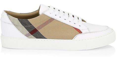 burberry salmond check & leather sneakers white|Burberry Women's Salmond Vintage Check Low Top .